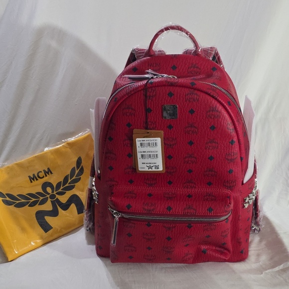 AUTHENTIC Candy Red MCM Backpack!  Brand New! main image 14